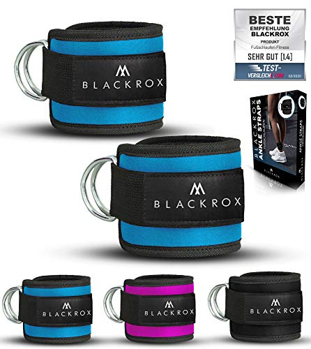 BLACKROX Fußschlaufe Kabelzug - - Ankle Straps 2er set - Training - Sport Gewichtsmanschette - Windsurfen - Damen & Herren Fitness Training - Fußfesseln - Fitnessstudio 2 Stück (Blau) von BLACKROX