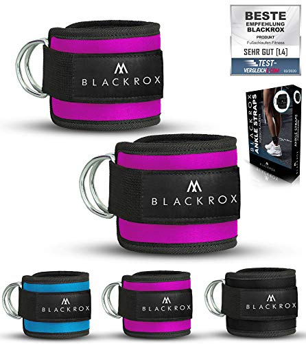 BLACKROX Fußschlaufe Kabelzug - - Ankle Straps 2er set - Training - Sport Gewichtsmanschette - Windsurfen - Damen & Herren Fitness Training - Fußfesseln - Fitnessstudio 2 Stück (Pink) von BLACKROX