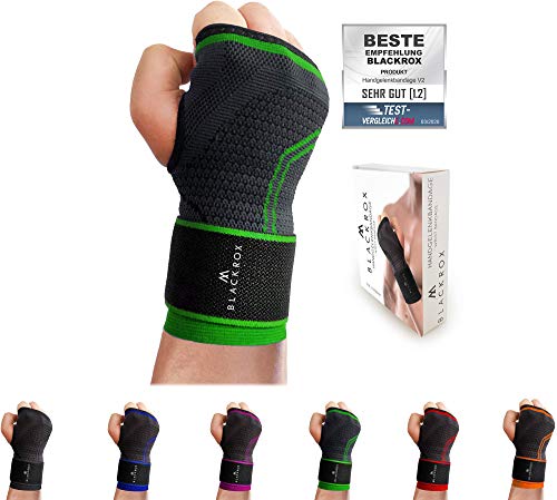 BLACKROX Handgelenk Bandage Fitness V2, für Frauen u. Männer, rechte oder Linke Hand, Handgelenkstütze, stabilisiert Handgelenkschoner, Wrist Wraps, Handgelenkbandage One Size (GRÜN) von BLACKROX