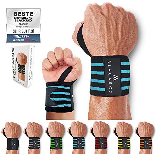 BLACKROX Handgelenkbandage Wrist Wraps Beast Killer 2x Handgelenkstütze Mann Frau Handgelenk Bandage für Sport, Fitness, Gym Bodybuilding powerlifting weightlifting kraftsport (Blau) von BLACKROX