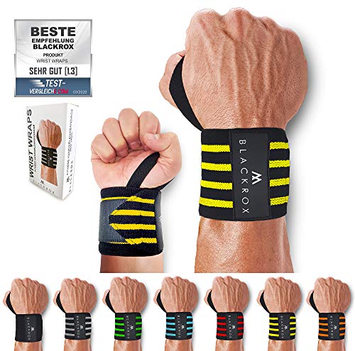 BLACKROX Handgelenkbandage Wrist Wraps Beast Killer 2x Handgelenkstütze Mann Frau Handgelenk Bandage für Sport, Fitness, Gym Bodybuilding powerlifting weightlifting kraftsport (Gelb) von BLACKROX