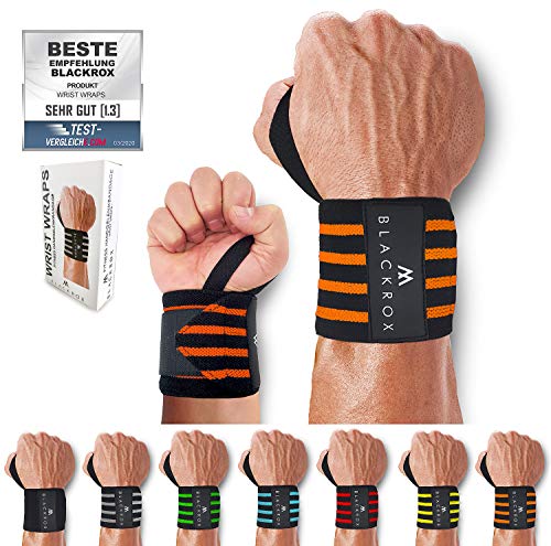 BLACKROX Handgelenkbandage Wrist Wraps Beast Killer 2x Handgelenkstütze Mann Frau Handgelenk Bandage für Sport, Fitness, Gym Bodybuilding powerlifting weightlifting kraftsport (Orange) von BLACKROX