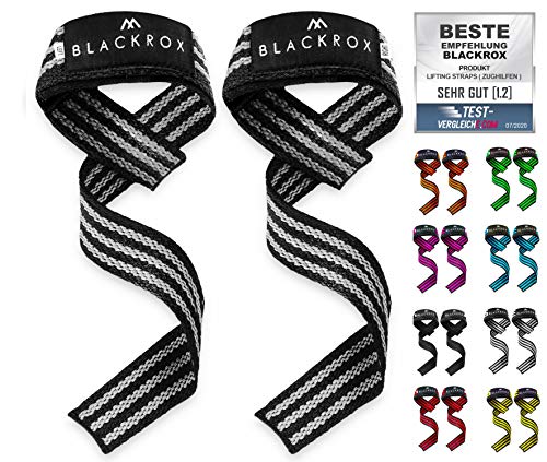 BLACKROX Lifting Straps Zughilfe Bodybuilding, Hebebänder Frauen und Männer, gepolstert, Kreuzheben, Krafttraining, Gewichtheben, Fitness, greifhilfen latzughilfe 1 Paar (Grau) von BLACKROX