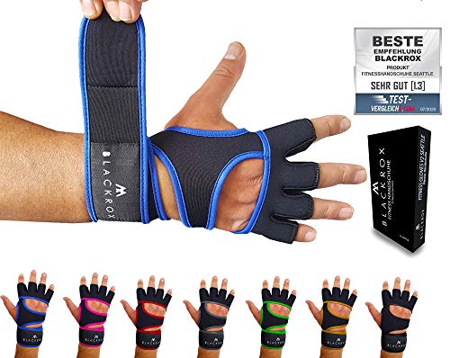 BLACKROX "Seattle Fitnesshandschuhe für Herren und Damen – Atmungsaktiv und mit Handgelenkstütze – Ideal für Kraftsport, Bodybuilding und Gym – Blau, Größe L von BLACKROX