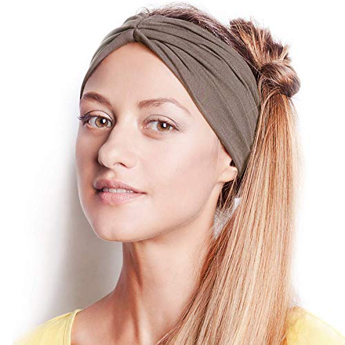 BLOM Originelle Stirnbänder für Frauen. Tragen Sie sie für Yoga, Mode, Training, Reisen oder Laufen. Multi-Style-Design für Haarstyling und aktives Leben. Tragen Sie Breiten Turban geknotet. (Sable) von BLOM