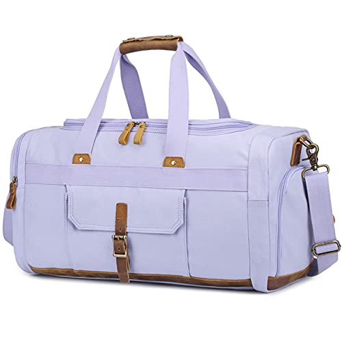 BLUBOON Weekender Reisetasche mit Schuhfach für Damen und Herren, aus Segeltuch, Wochenende, Reisetasche, Handgepäcktasche, Violett von BLUBOON