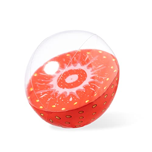 BLUECHOLON Aufblasbarer Ball mit Obst-Design, Spielzeug für Strand und Pool, Durchmesser ca. 46 cm (Erdbeerball) von BLUECHOLON