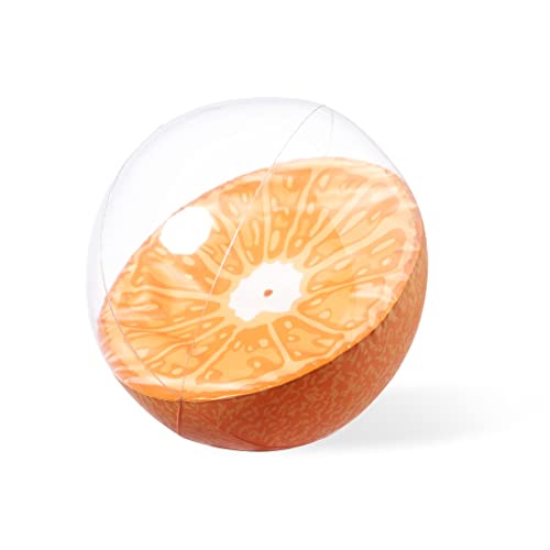BLUECHOLON Aufblasbarer Ball mit Obst-Design, Spielzeug für Strand und Pool, Durchmesser ca. 46 cm (orangefarbener Ball) von BLUECHOLON