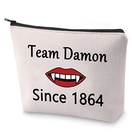 BLUPARK Vampir inspiriertes Geschenk Team Salvatore/Stefan/Damon Since 1864 Make-up-Tasche, Geschenk für Frauen Fans, Team Damon von BLUPARK