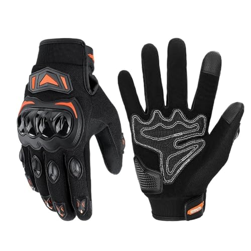 BLacOh Motorradhandschuhe Herren Sommer Moto Handschuhe Touchscreen Sport Motorrad Schutz MTB Guantes Handschuhe for Männer Frauen Schwarz Motorradhandschuhe Damen (Color : Orange, Size : XL) von BLacOh