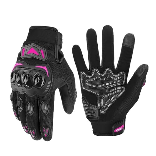 BLacOh Motorradhandschuhe Herren Sommer Moto Handschuhe Touchscreen Sport Motorrad Schutz MTB Guantes Handschuhe for Männer Frauen Schwarz Motorradhandschuhe Damen (Color : Pink, Size : M) von BLacOh
