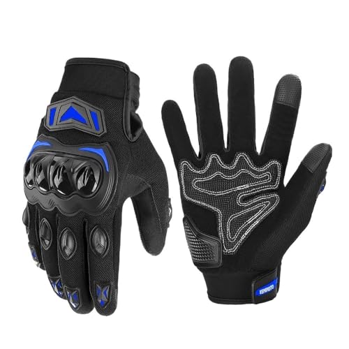 Motorradhandschuhe Herren Sommer Moto Handschuhe Touchscreen Sport Motorrad Schutz MTB Guantes Handschuhe for Männer Frauen Schwarz Motorradhandschuhe Damen (Color : Blue, Size : L) von BLacOh