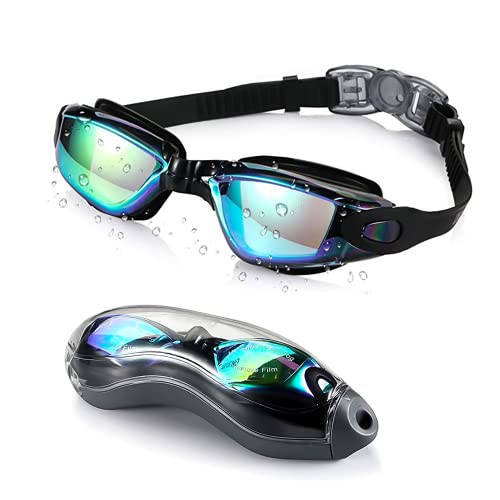 BNGXR Schwimmbrille, Blendfreie Schwimmbrille mit Antibeschlag und UV Schutz, Unisex Schwimmbrille mit Brillenbox, Schwimmbrille mit Breiten Gläsern, Taucherbrille Kein Auslaufen für Sommersportarten von BNGXR