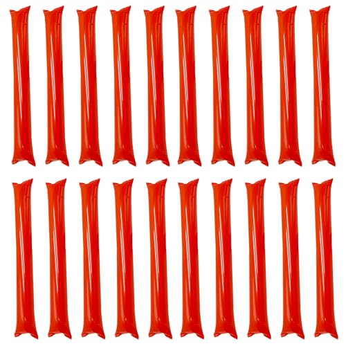 BNOYONERAS Inflatable Stick, Aufblasbare Thunder Sticks, Noisemakers Stick, Jubelstock, Aufblasbare Krachmacher, Cheer Sticks, für Fußball, Basketball, Musikparty, Geburtstagsfeier, 20 Stück (Rot) von BNOYONERAS