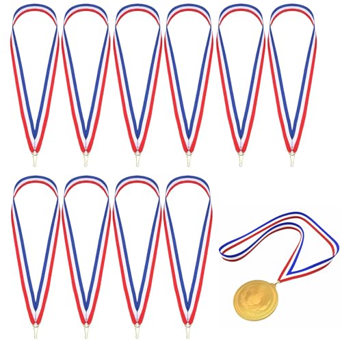 Gestreifte Medaillen Bänder Lanyards, Auszeichnung Halsbänder, Auszeichnungsband, Medaillenbänder, Medaillen Bänder mit Druckknöpfen, Halsbänder für Medaillen für Wettbewerbe Sporttreffen,10 Stück von BNOYONERAS