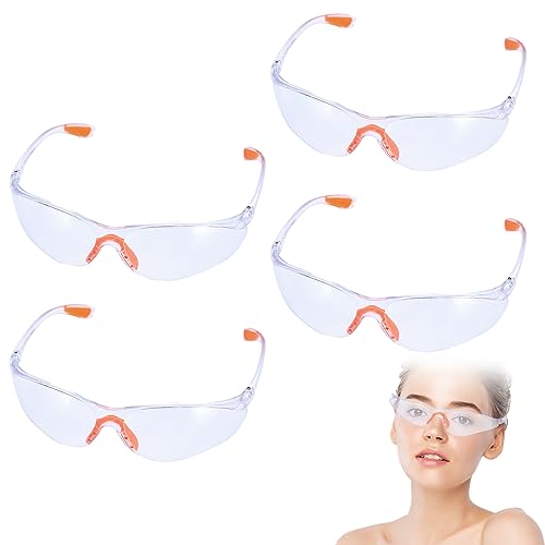 Transparente Sicherheitsbrille, Schutzbrille, transparente Schutzbrille, Schutzbrille mit Kunststoffgläsern, Nasensteg und Bügelkappen aus Gummi, 4 Stück von BNOYONERAS