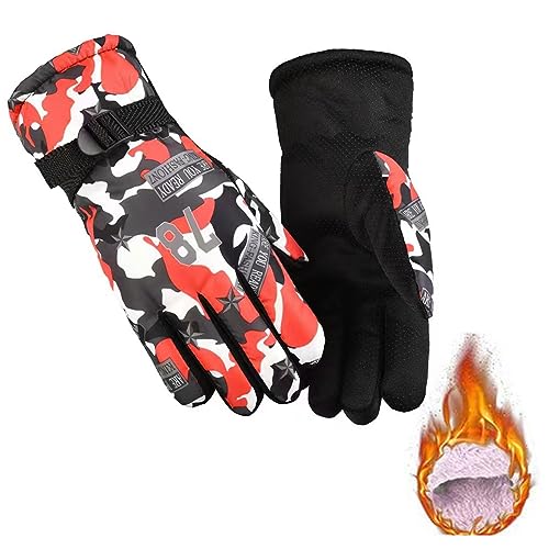 Winterhandschuhe Skihandschuhe Fahrradhandschuhe, Thermo Handschuhe, Herren Damen Handschuhe Winddicht, MTB-Handschuhe, Laufhandschuhe, Sporthandschuhe für Reiten Laufen Skifahren Wandern Fahren, Rot von BNOYONERAS