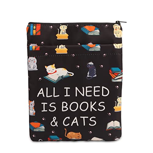 BNQL Buchhülle für Buchliebhaber, Katze, Bucheinband, Taschenbuch, Bucheinband, Schutzhülle für Bücher und Katzenliebhaber, Geschenke (All I Need is Books and Cats) von BNQL