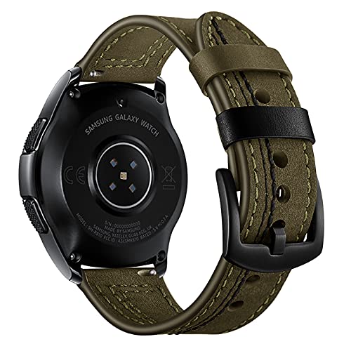 Kompatibel mit Samsung Galaxy Watch 41/42mm 45/46mm, Armband Klassisches Leder, Samsung Galaxy Watch 3/1 Echtleder Armbänder Ersatzband 22mm 20mm Lederarmband,Green,41/42mm von BNRV