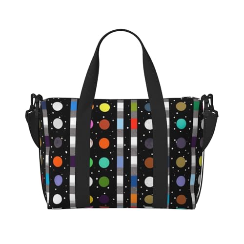 Reisetasche mit Glitzer-Regenbogen-Punkten, Schwarz und Weiß, 4 bedruckte Reisetasche, Seesack für Herren und Damen, groß, wasserabweisend, Turnbeutel, Wochenendtasche mit Schultergurt, Schwarz , von BNVSADC