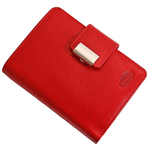 BOCCX Damen Geldbörse echt Leder mit Außenriegel Portemonnaie im Hochformat (Rot) von BOCCX