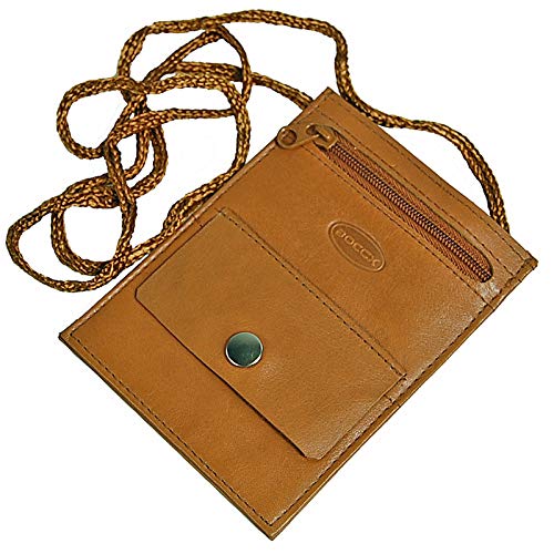 BOCCX Kleiner Brustbeutel Leder Brusttasche Security Wallet mit Klarsichtfach (Natur) von BOCCX
