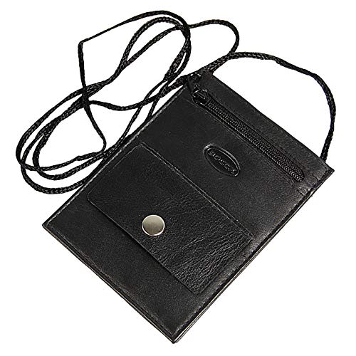 BOCCX Kleiner Brustbeutel Leder Brusttasche Security Wallet mit Klarsichtfach (Schwarz) von BOCCX