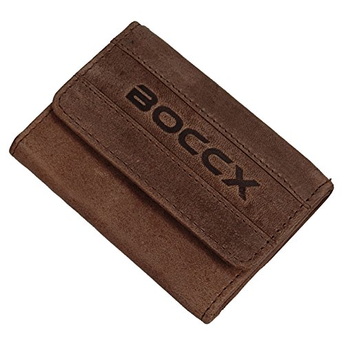 BOCCX Kleines Portemonnaie Damen - Mini Geldbörse Herren Echt Leder (9x7x2cm) - Geldbeutel klein mit Münzfach (Vintage-Brown) von BOCCX