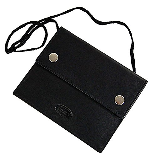 BOCCX kleiner Brustbeutel aus weichem Leder mit Klarsichtfach für Ausweis RFID Brusttasche schwarz von BOCCX