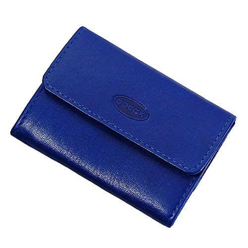Kleines Portemonnaie Damen - Mini Geldbörse Herren Echt Leder (9x7x2cm) - Geldbeutel klein mit Münzfach (Blau) von BOCCX