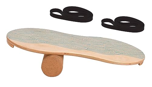 BODYCOACH Woodboard Balance-Board Starter Set nachhaltiges Material aus Ahorn Holz & Kork mit Fitnessband von BODYCOACH