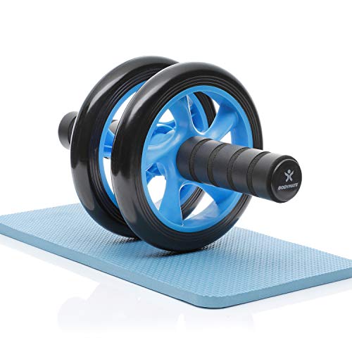 BODYMATE AB Roller Classic, Bauchtrainer zur Stärkung der Core-Muskulatur, Fitnessgerät für Zuhause, Bauchmuskeltrainer inkl. Kniepad, 28 x 16 cm (L x Ø), in Blau von BODYMATE