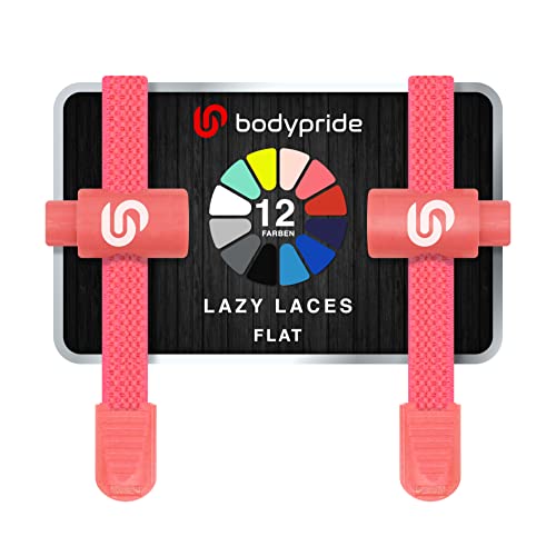BODYPRIDE Premium Lazy Laces Flat [ 12 Farben ] Elastische Schnellverschluss - Schnürsenkel ohne Binden | Schnellschnürsystem für Sneaker, Air Jordan, Chucks, Kinderschuhe, Senioren | 120 cm (Pink) von BODYPRIDE