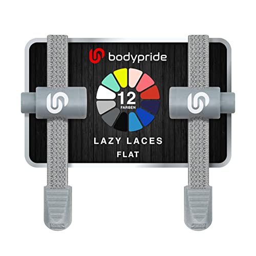BODYPRIDE Premium Lazy Laces Flat [ 12 Farben ] Elastische Schnellverschluss - Schnürsenkel ohne Binden | Schnellschnürsystem für Sneaker, Air Jordan, Chucks, Vans, Kinderschuhe | 120 cm von BODYPRIDE