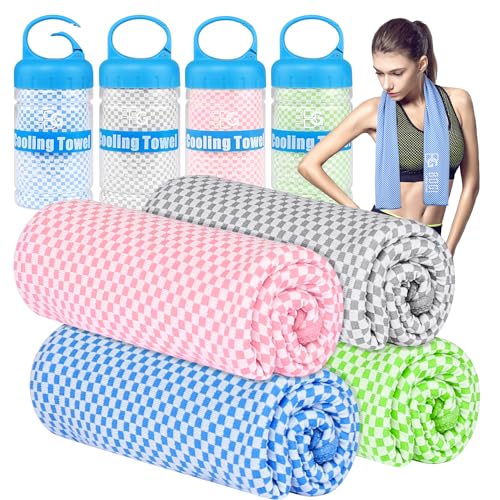 BOGI 4 Stück Kühlendes Handtuch (120 x 30 cm), Kühltuch Set für Nacken Atmungsaktive Kühltücher KüHlhandtuch Cooling Towel für Yoga Golf Fitnessstudio Camping Laufen Workout und weitere Aktivitäten von BOGI