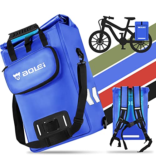BOLEi Fahrradtasche für gepäckträger,fahrradtasche Rucksack,Fahrrad Tasche,fahradtaschen hinten gepäckträger,fahrradtasche wasserdicht,radtasche, packtaschen Fahrrad, 3in1 fahrradtasche, Blau von BOLEi