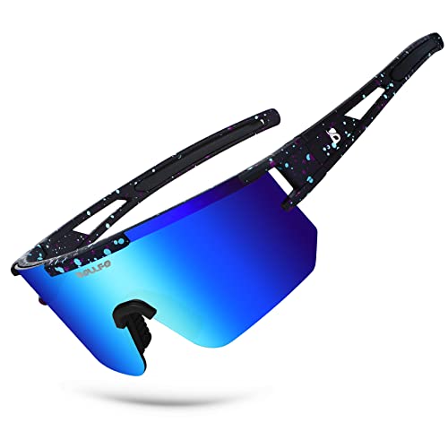BOLLFO Polarisierte Sport-Sonnenbrille, UV400 Schutzbrille für Männer Frauen Junge Frauen Baseball Radfahren Laufen Golf (dunkelblaue Linse) von BOLLFO