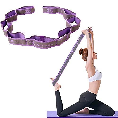 Yoga Stretching Band Yoga Stretch Gurt/Stretchgurt/Gymnastikband mit 8 Schleifen/Fitness Pilates Physiotherapie Stretch Gurt/lila von BONHHC