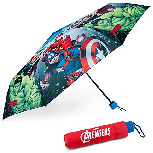 BONNYCO Regenschirm Kinder Avengers Regenschirm Sturmfest mit Verstärkter Struktur - Klappschirm mit für Tasche, Rucksack oder Reise | Regenschirm Klein Jungen - Geschenke für Jungen von BONNYCO