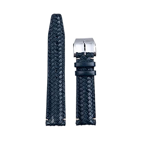 BONOOL 20 mm 22 mm handgewebtes Rindsleder-Armband, passend für IWC-Armband, Portugieser-Fliegeruhrenarmband, gebogenes Ende, echtes Leder von BONOOL