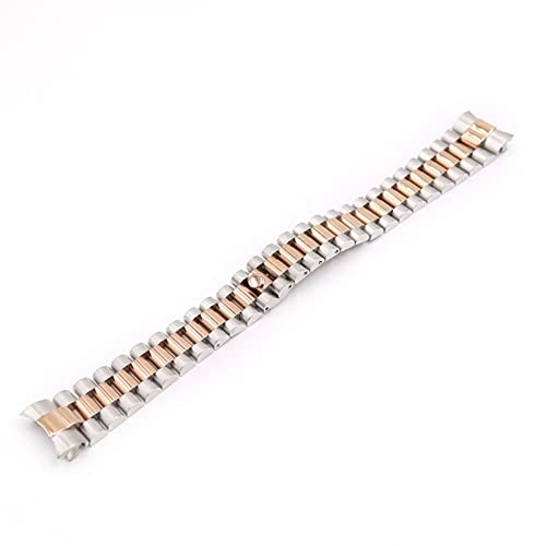 BONOOL 20 mm 316L-Edelstahl, massiv, gebogenes Ende, Schraubverbindungen, Ersatz-Armbanduhrenarmband, Armband für Rolex President (Farbe: Alles Roségold, Größe: 20 mm) von BONOOL