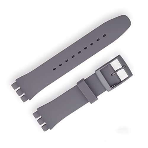 BONOOL Ersatz-Uhrenarmband, passend für Swatch-Armband 17 mm und 19 mm, 20 mm Uhrenarmband (Farbe: Grau, Größe: 17 mm) von BONOOL