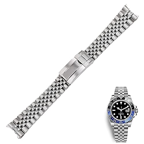 BONOOL Für Rolex GMT Master II 20 mm Edelstahl-Ersatz-Armbanduhrarmband, Armband, Jubilee-Armband mit Oyster-Verschluss (Farbe: Silber, Größe: für GMT) von BONOOL