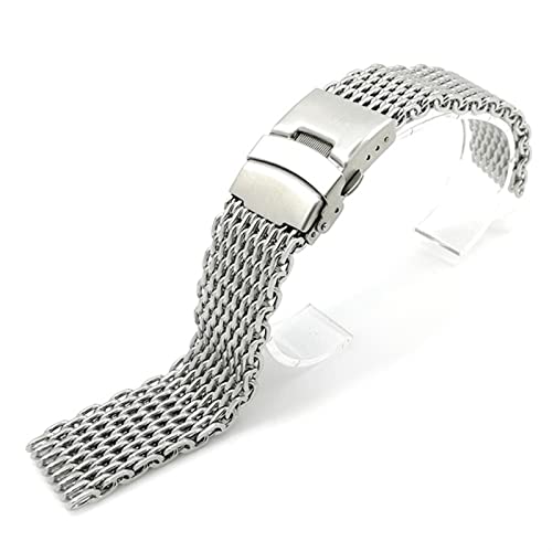 BONOOL Milanese Shark Mesh-Armband für Breitling Seiko OMG-Uhrenarmband 20 mm 22 mm Edelstahl-Uhrenarmband (Bandfarbe: Silber, Bandbreite: 20 mm) von BONOOL