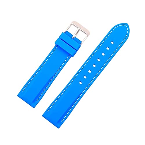 BONOOL Silikon-Gummi-Sport-Uhrenarmband, universelles Uhrenarmband, Handgelenk-Gürtel-Armband, 16 mm, 18 mm, 20 mm, 22 mm, 24 mm, für Männer und Frauen, Uhrenarmband (Farbe: Hellblau, Größe: 18 mm) von BONOOL