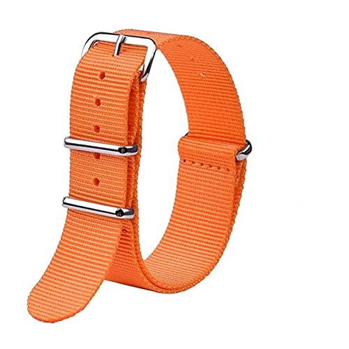 BONOOL Strapazierfähiges Nylon-Canvas-Armband, 18 mm, 20 mm, 22 mm, gestreift, modisches Ersatz-Uhrenarmband, Nylon, passend für NATO-Armband, Uhrenarmband (Farbe: Orange, Größe: 18 mm) von BONOOL