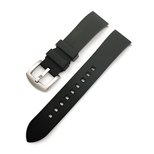 Silikon-Uhrenarmband, 18 mm, 20 mm, 22 mm, 24 mm, Sportarmband, Schwarz, Rot, Armband, Schnellverschluss, Federsteg, passend für Seiko, passend für Huawei Watch, Uhrenarmband (Farbe: Schwarz, Größe: von BONOOL