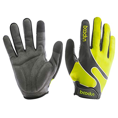 BOODUN Fahrradhandschuhe Stoßdämpfende Mountainbike-Handschuhe für Damen und Herren mit Touchscreen-Funktion - Grün - M von BOODUN