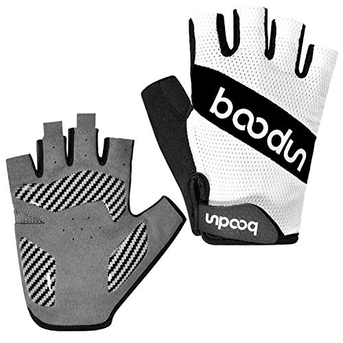 BOODUN Radfahren Handschuhe für Männer Frauen Halb Finger Fluorescent Atmungsaktive Anti-Rutsch Handschuhe mit Palm-Luftkissen - Schwarz - XL von BOODUN