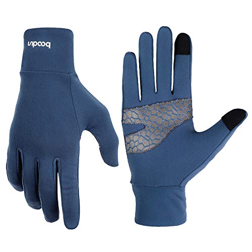 Leichte Sporthandschuhe Laufhandschuhe Running Handschuhe Slim mit Touchscreen-Funktion und Anti-Rutsch Funktion - Blau - L/XL von BOODUN